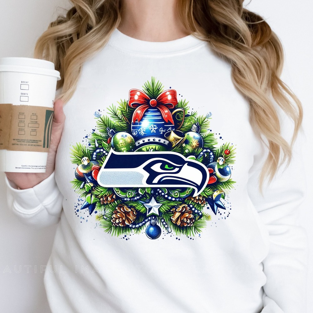White Seattle Seahawks NFL Sweatshirt, Unisex Heavy Blend Crewneck Sweatshirt #1